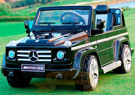 Электромобиль Mersedes Benz G55 AMG Гелентваген с резиновыми колесами и кожаным сиденьем 